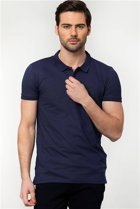 Slim Fit Dar Kesim Düz Polo Yaka Erkek T-Shirt