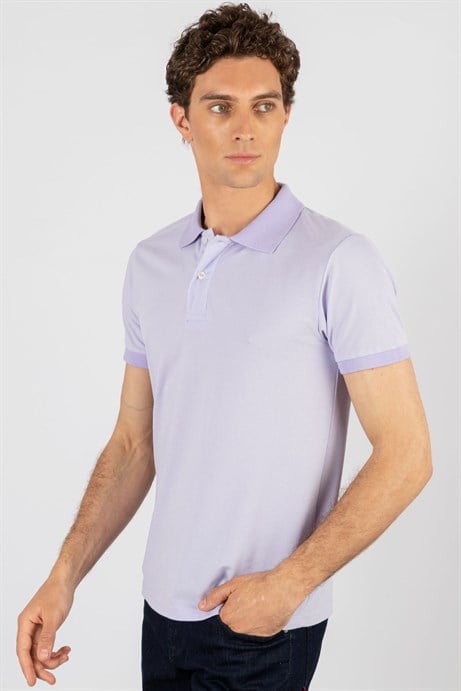 Slim Fit Melanj Düz Polo Yaka T-Shirt