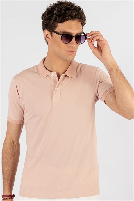 Slim Fit Melanj Düz Polo Yaka T-Shirt