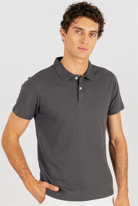 Tudors Slim Fit Dar Kesim Desenli Polo Yaka Erkek T-Shirt