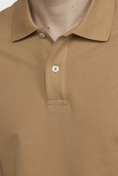 Erkek Polo Yaka Slim Fit Düz Pamuk Pike Tişört
