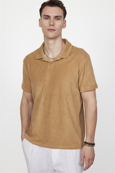 Erkek Polo Yaka Slim Fit Terrycloth Havlu Kumaş  Tişört