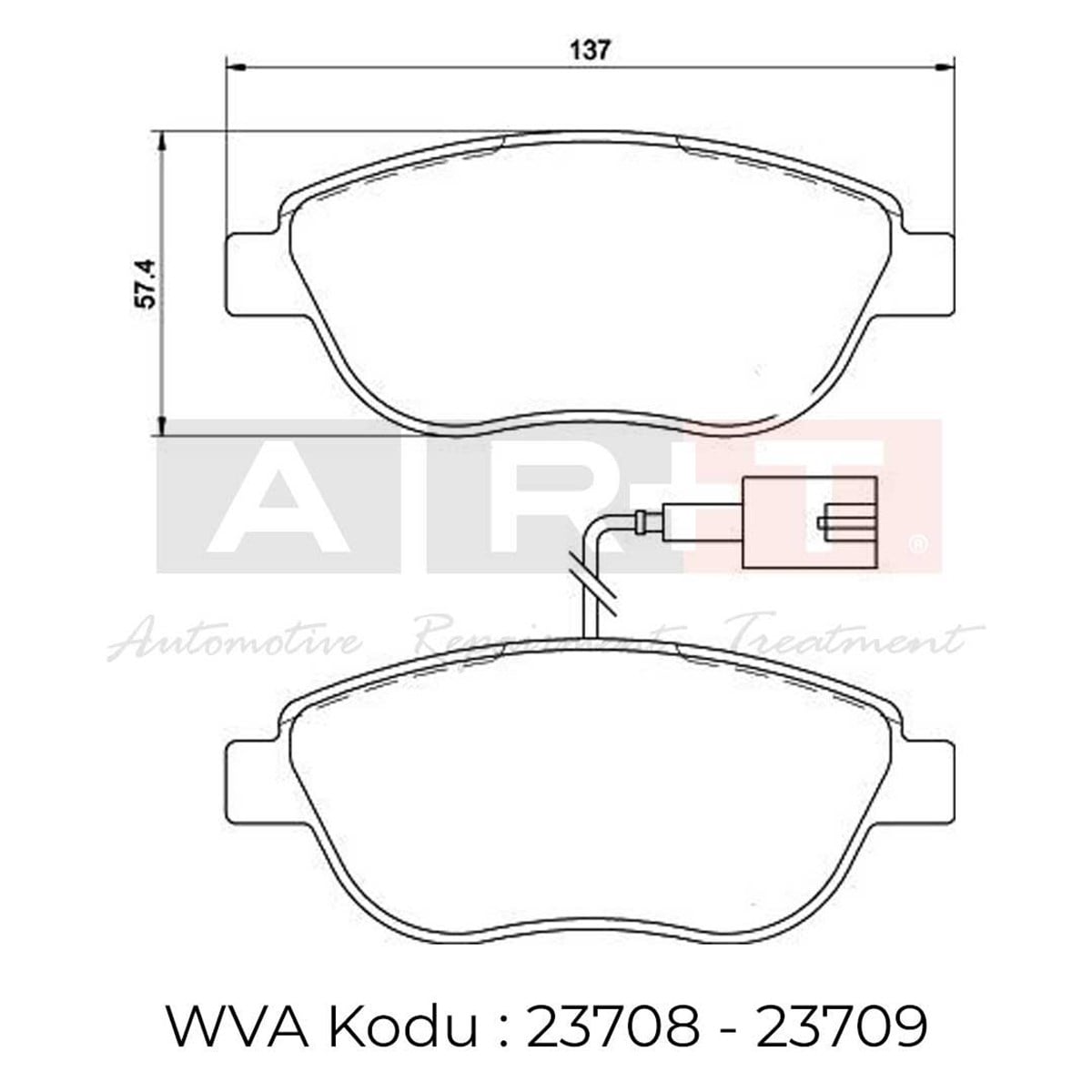 BALATA FİAT 500 500C (08-) BRAVO (08-14) DOBLO (00-)(10-) FİORİNO (07-) GRANDE PUNTO (05-) LİNEA (07-) PUNTO (12-) PUNTO EVO (08-) OPEL COMBO (12-18) BÜYÜK TİP - ÇİFT İKAZ KABLOLU ÖN