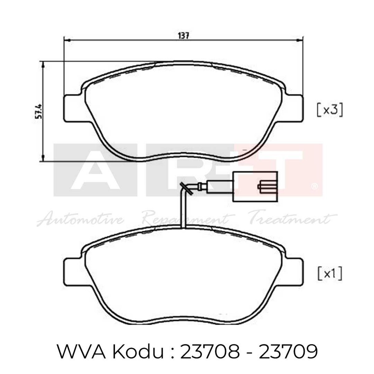 Balata Fıat Punto Linea (07-) Stilo Bravo Doblo (01-) Doblo (10-) Fıat Bravo II idea Linea (07-) 500 Stilo (01-) Lancia  Delta III (08-) Musa (06-) Ön - İkaz Kablolu