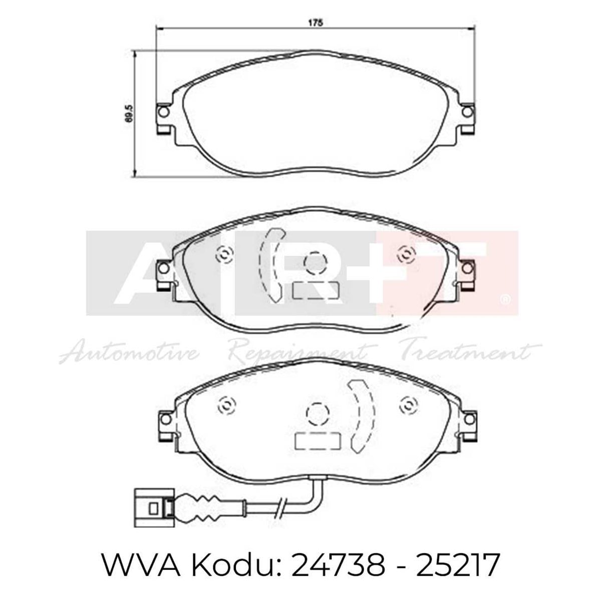 Balata VW Golf VII (12-) Passat CC (08-) Passat (10-) Passat (14-) Tiguan (16-) Audi A3 (12-) Seat Alhambra (10-) Leon (12-) Ön - İkaz Kablolu