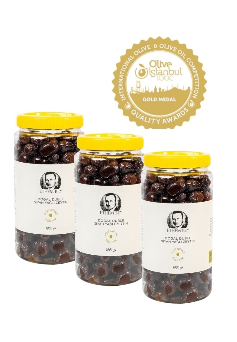 3 AL 2 ÖDE DOĞAL DUBLE SİYAH YAĞLI  ZEYTİN 1000 GR