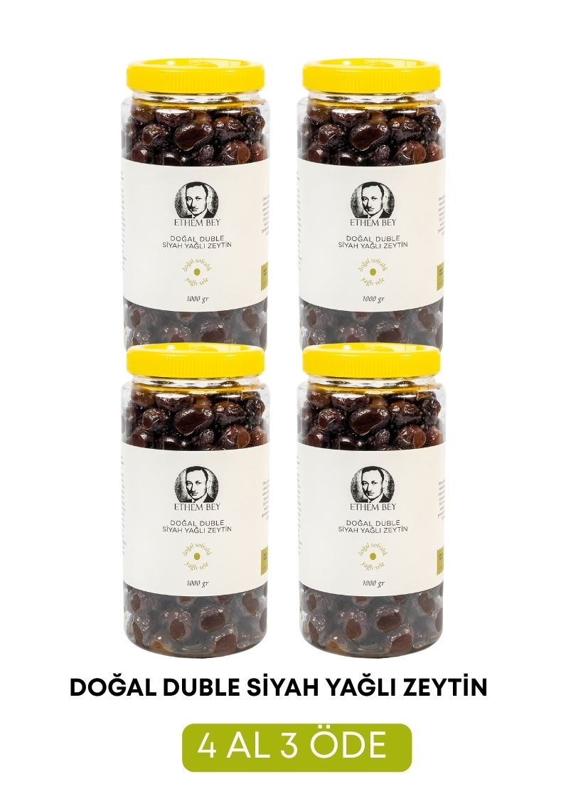 4 AL 3 ÖDE DOĞAL DUBLE SİYAH YAĞLI  ZEYTİN 1000 GR