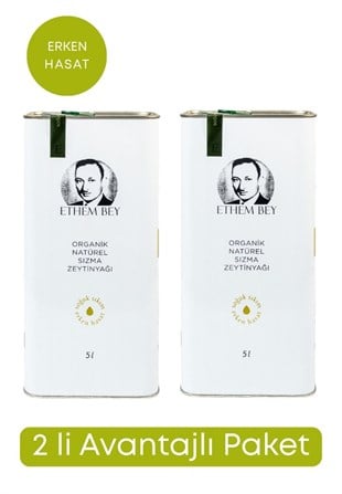 2 Lİ PAKET ETHEM BEY ERKEN HASAT NATÜREL SIZMA ZEYTİNYAĞI 5 LT TENEKE