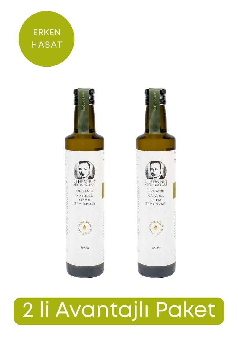 2 Lİ PAKET ETHEM BEY ERKEN HASAT NATÜREL SIZMA ZEYTİNYAĞI 500 ML