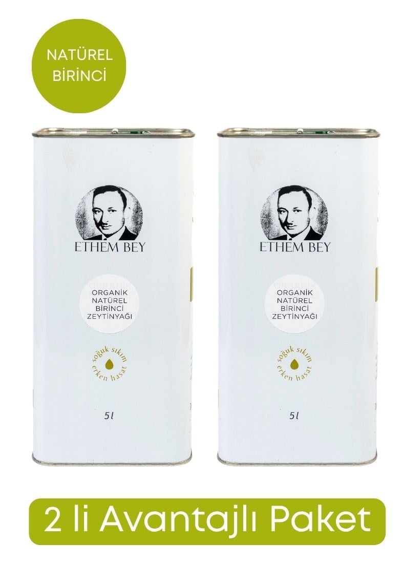 2 Lİ PAKET ETHEM BEY NATÜREL BİRİNCİ ZEYTİNYAĞI 5 L TENEKE