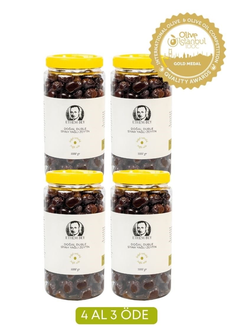 4 AL 3 ÖDE DOĞAL DUBLE SİYAH YAĞLI  ZEYTİN 1000 GR