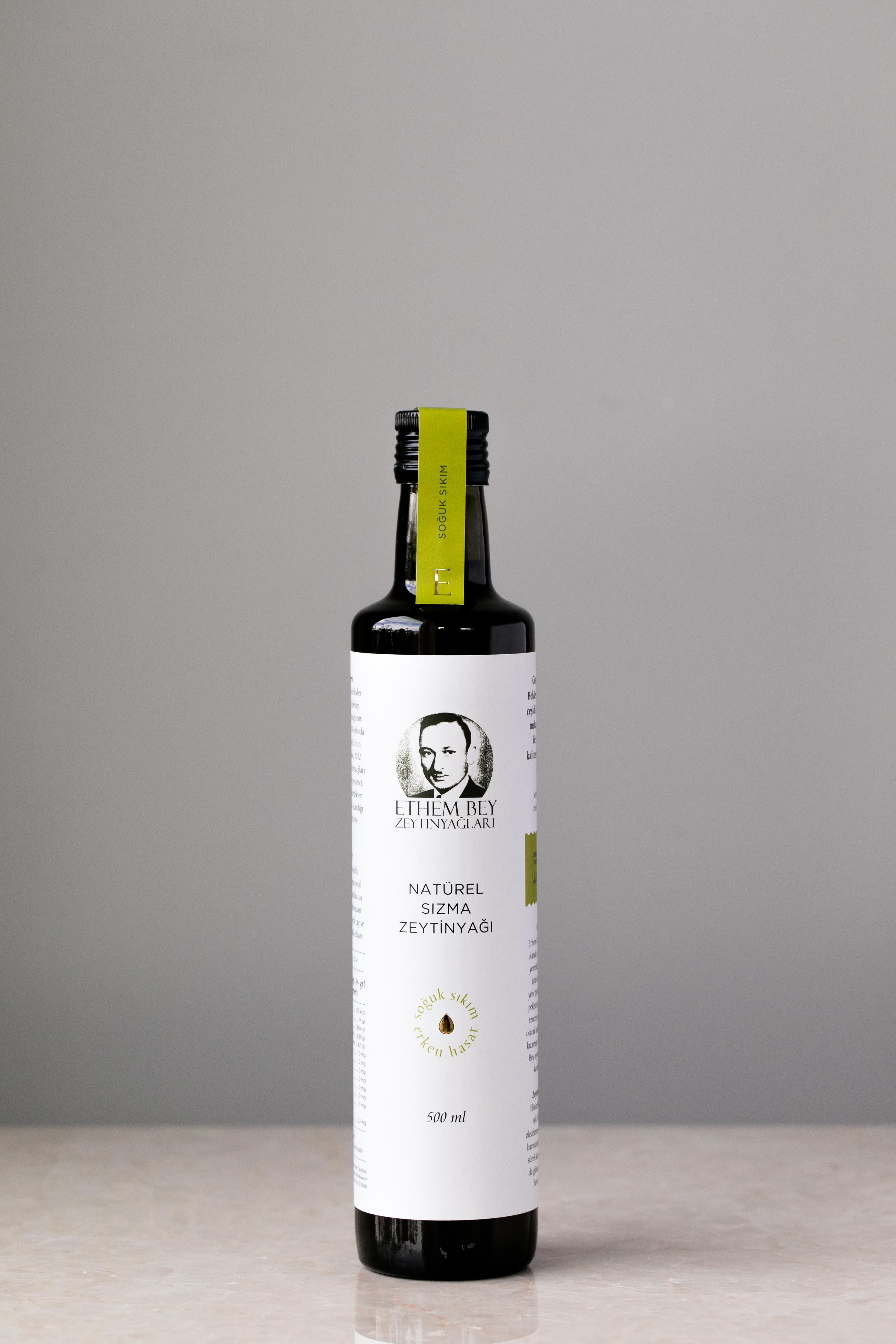ETHEM BEY İLK HASAT FİLTRESİZ NATÜREL SIZMA ZEYTİNYAĞI 500 ML CAM ŞİŞE