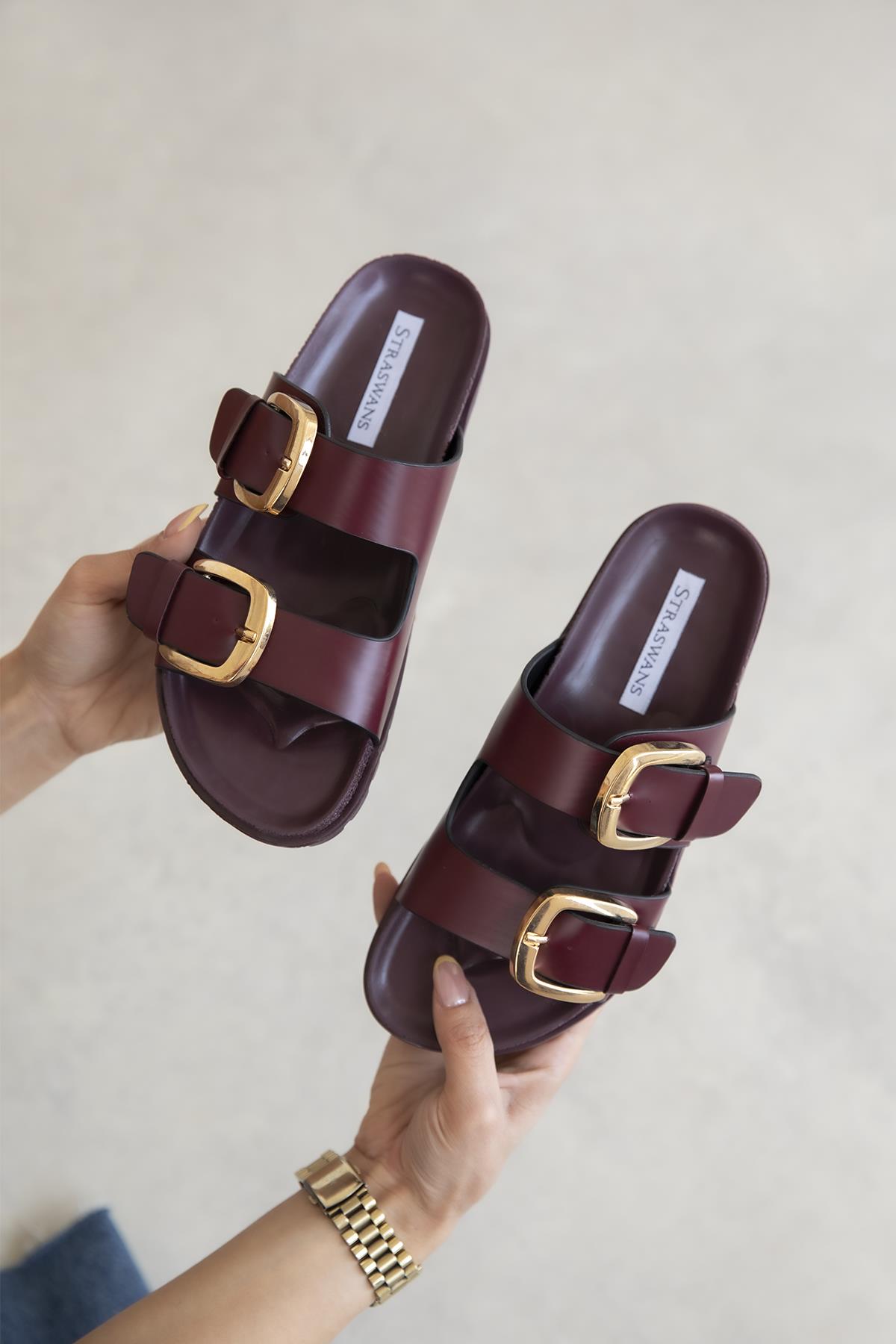Bonita Kadın Toka Detay Günlük Konfor Terlik Bordo