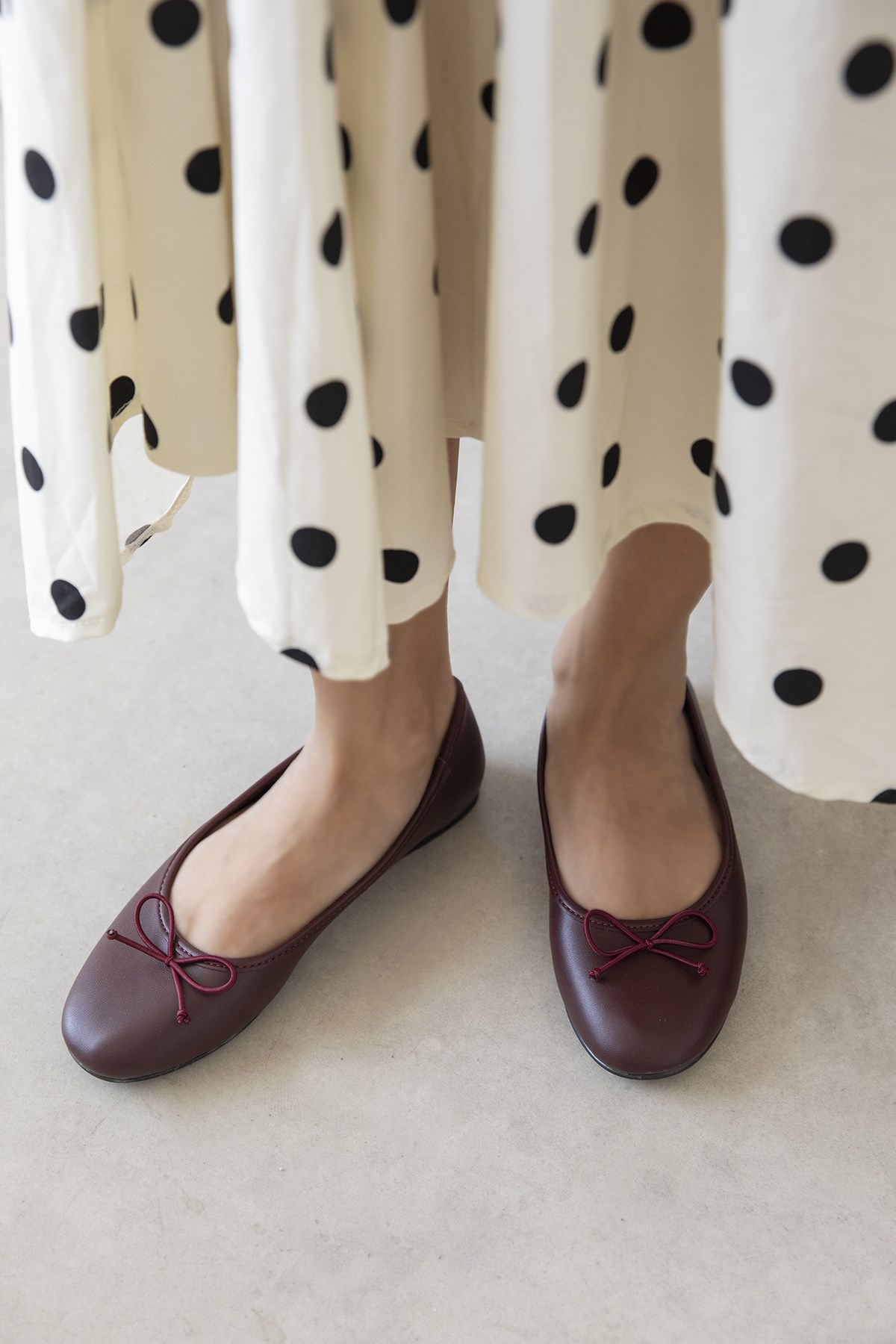 Lily Kadın Fiyonk Detay Deri Babet Bordo