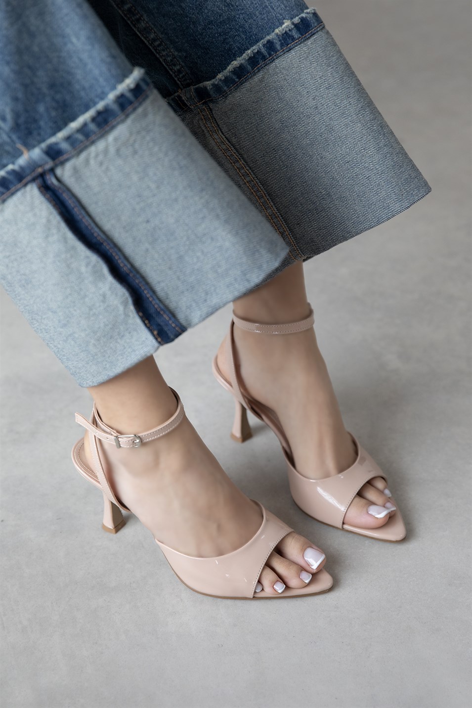 Boris Kadın Topuklu  Rugan Sandalet Ten