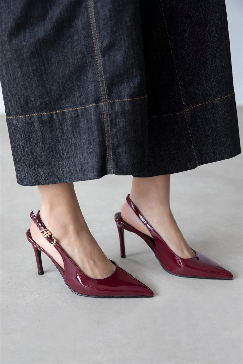 Flora Kadın Topuklu Rugan Ayakkabı Bordo