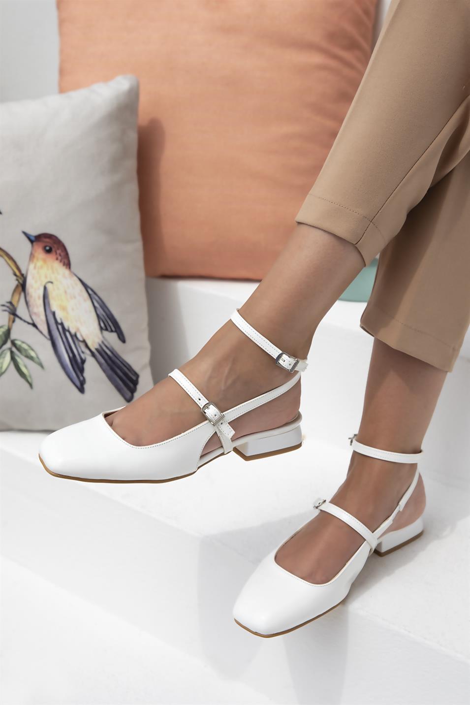 Marcel Kadın  Topuklu Rugan Ayakkabı Beyaz