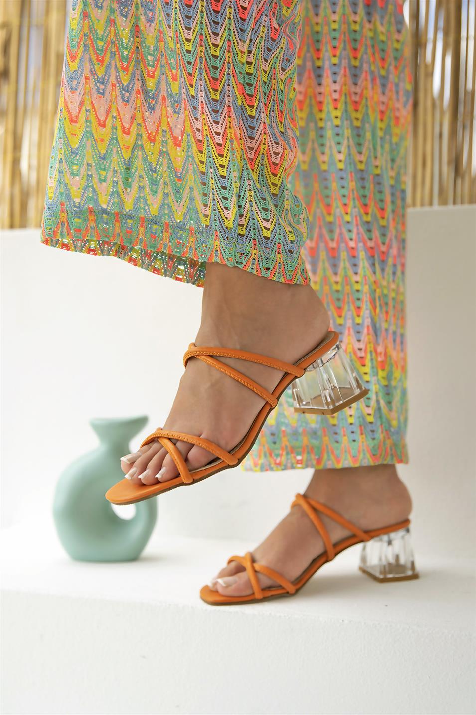 Paul Kadın Topuklu Sandalet Oranj