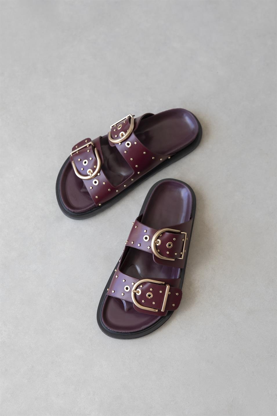 Pella  Kadın  Drop  Detay  Günlük  Konfor Terlik Bordo