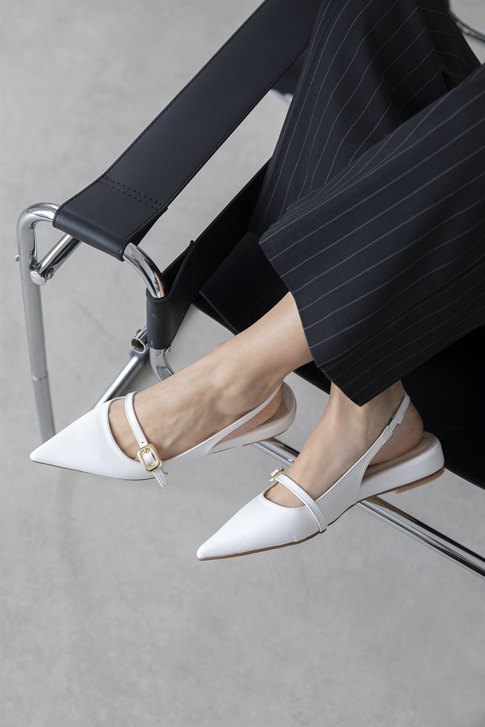 Tania Kadın Topuklu Kırışık Deri  Ayakkabı Beyaz