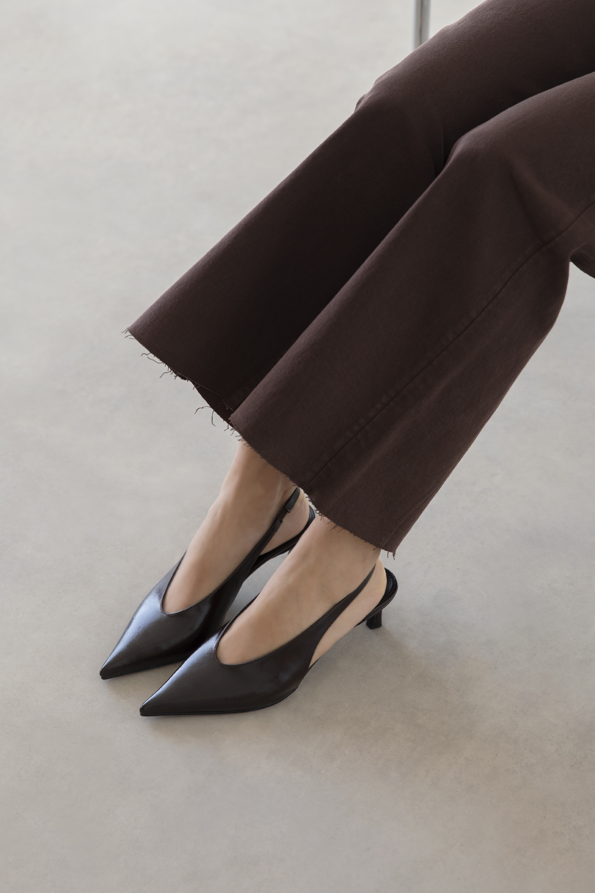 Alez Kadın Kırışık Deri Topuklu Ayakkabı Kahve