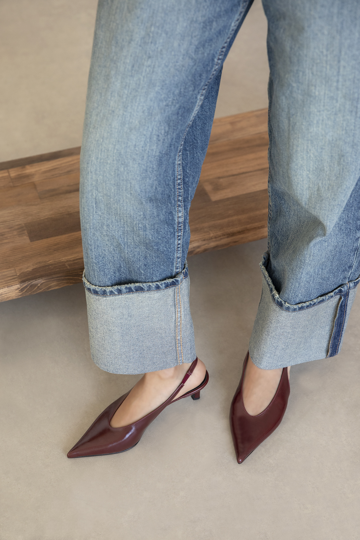 Alez Kadın Kırışık Deri Topuklu Ayakkabı Bordo