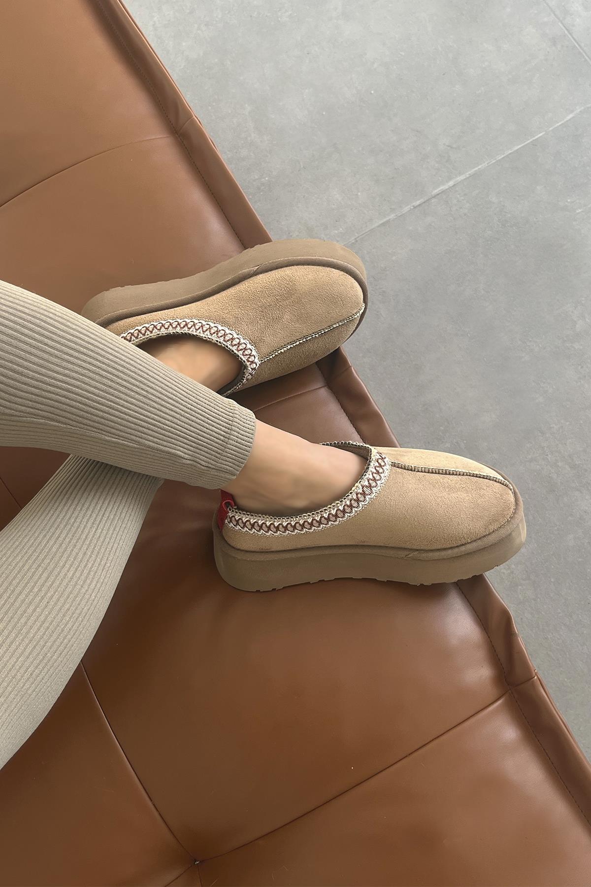 Belis Kadın Düz Taban Ev Terliği Vizon