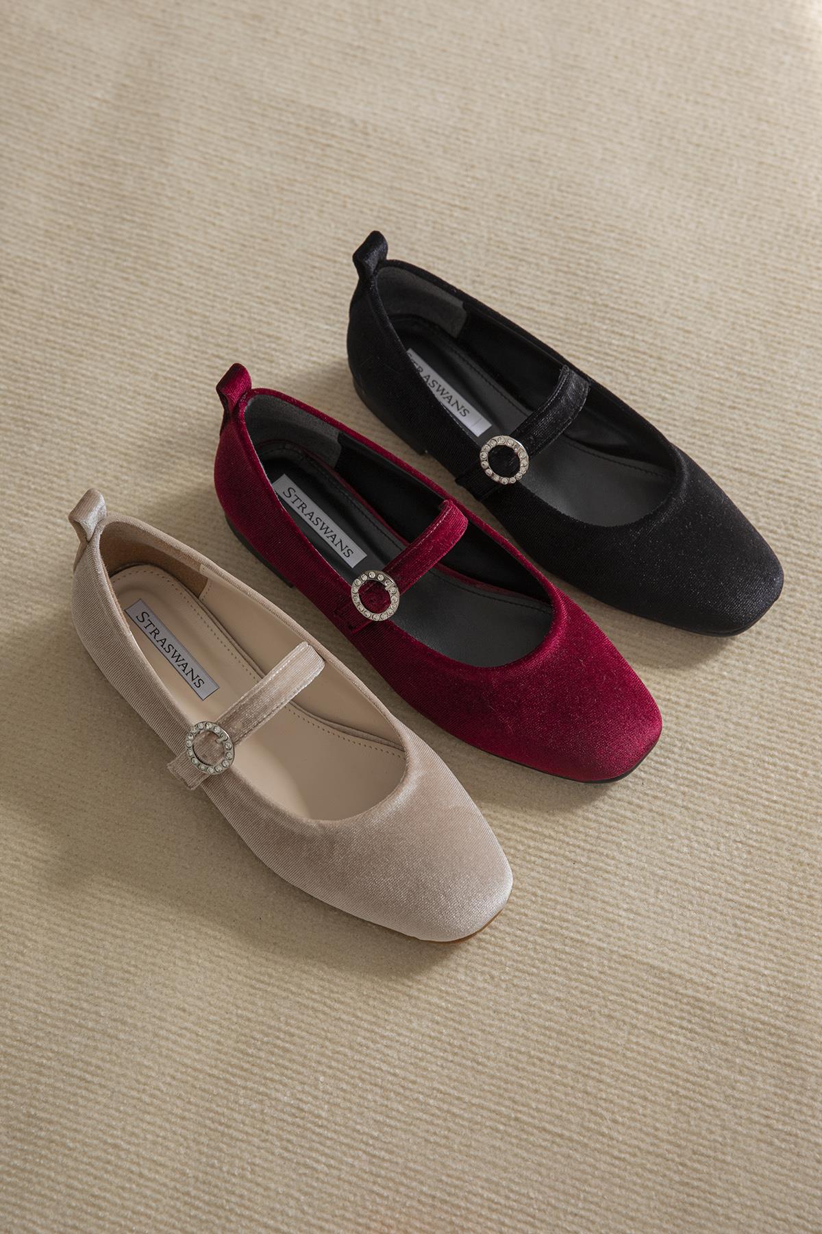 Berny  Kadın  Kemer  Detay  Kadife  Babet Vizon