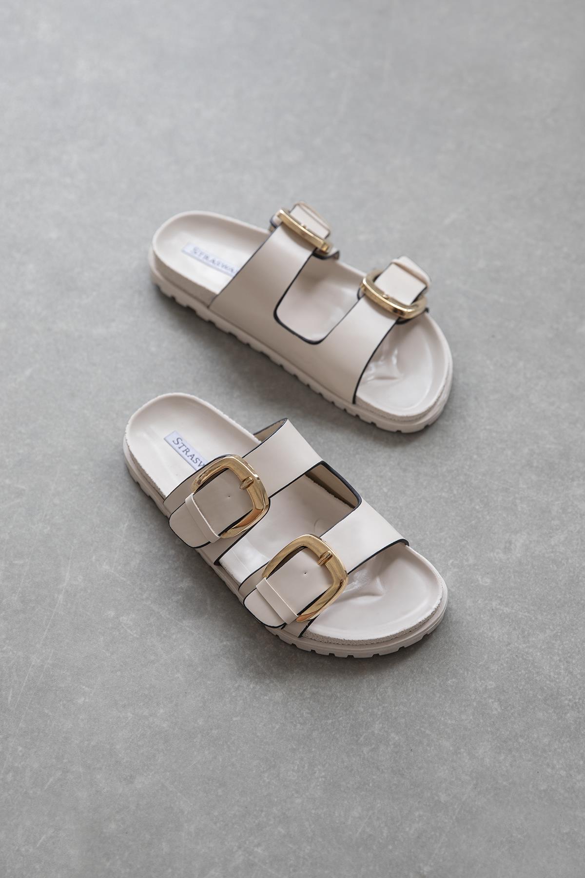 Bonita Kadın Toka Detay Günlük Konfor Terlik Bej