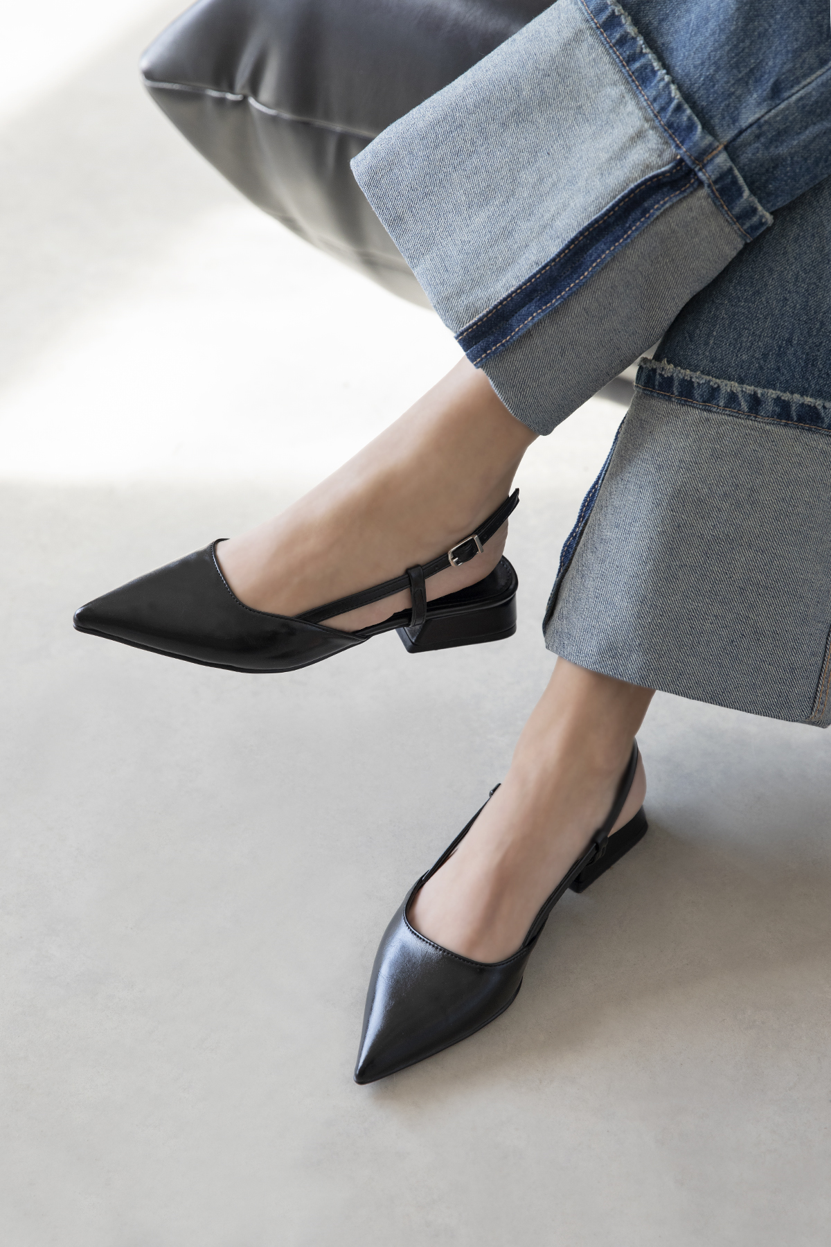 Chrest Kadın Topuklu Kırışık Deri  Ayakkabı Siyah