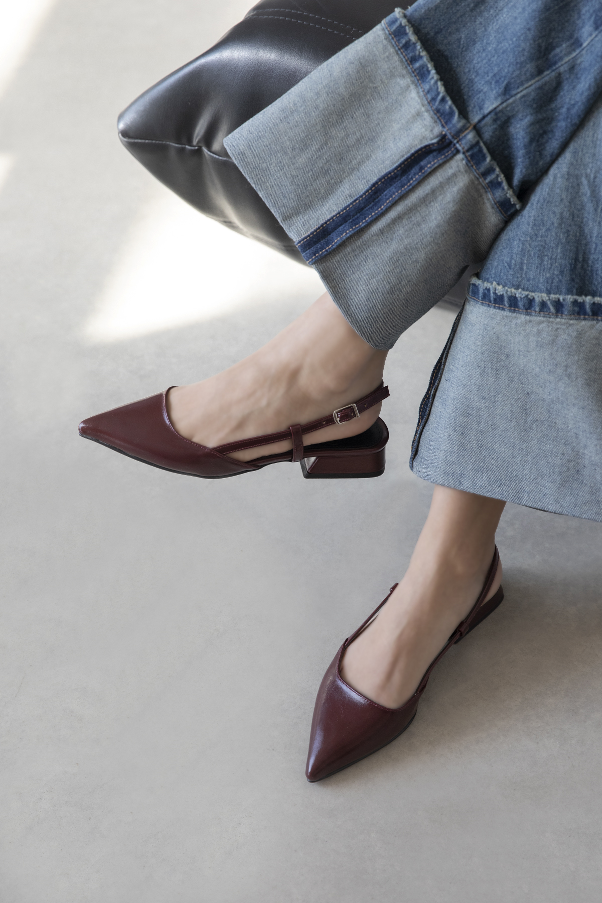 Chrest Kadın Topuklu Kırışık Deri  Ayakkabı Bordo