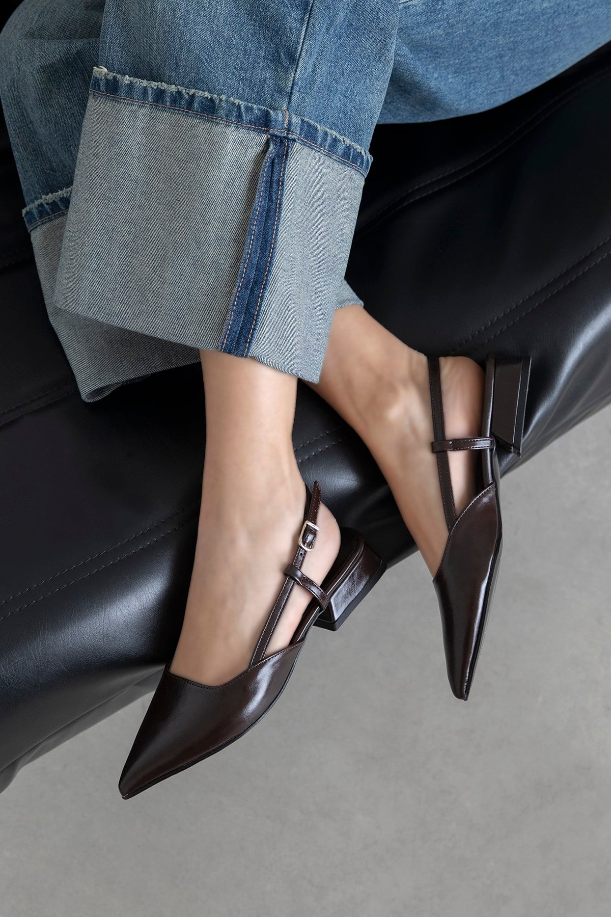 Chrest Kadın Topuklu Kırışık Deri  Ayakkabı Kahve