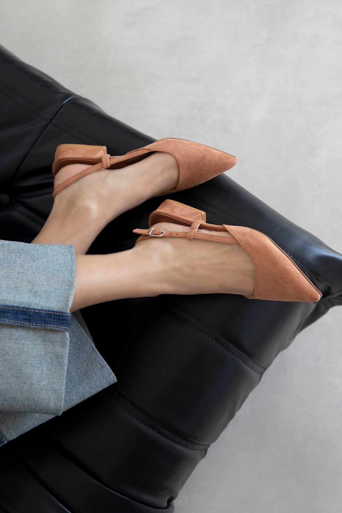 Chrest Kadın Topuklu Süet  Ayakkabı Taba