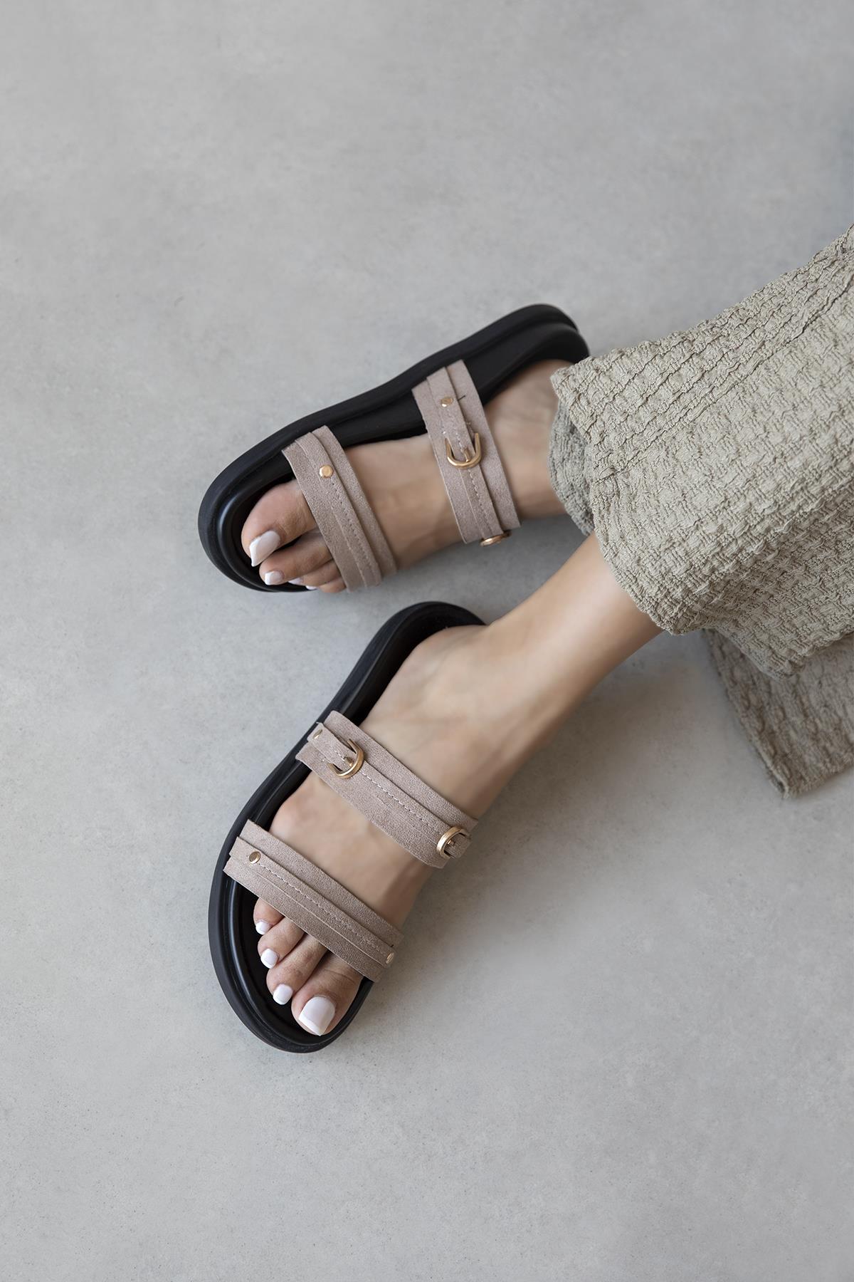 Cistra Kadın Günlük Konfor Süet Terlik Vizon