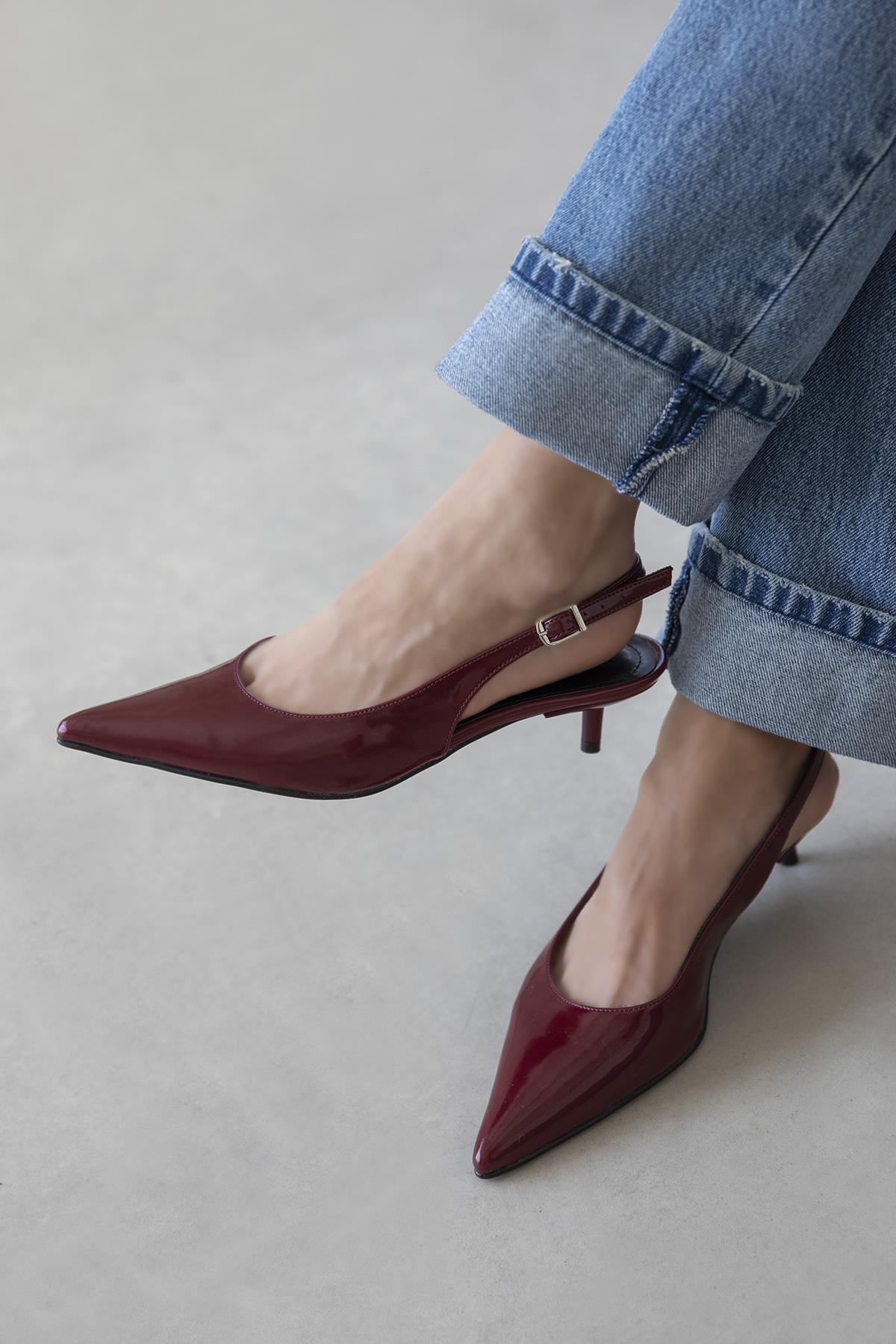 Cuesta  Kadın Topuklu Rugan  Ayakkabı Bordo