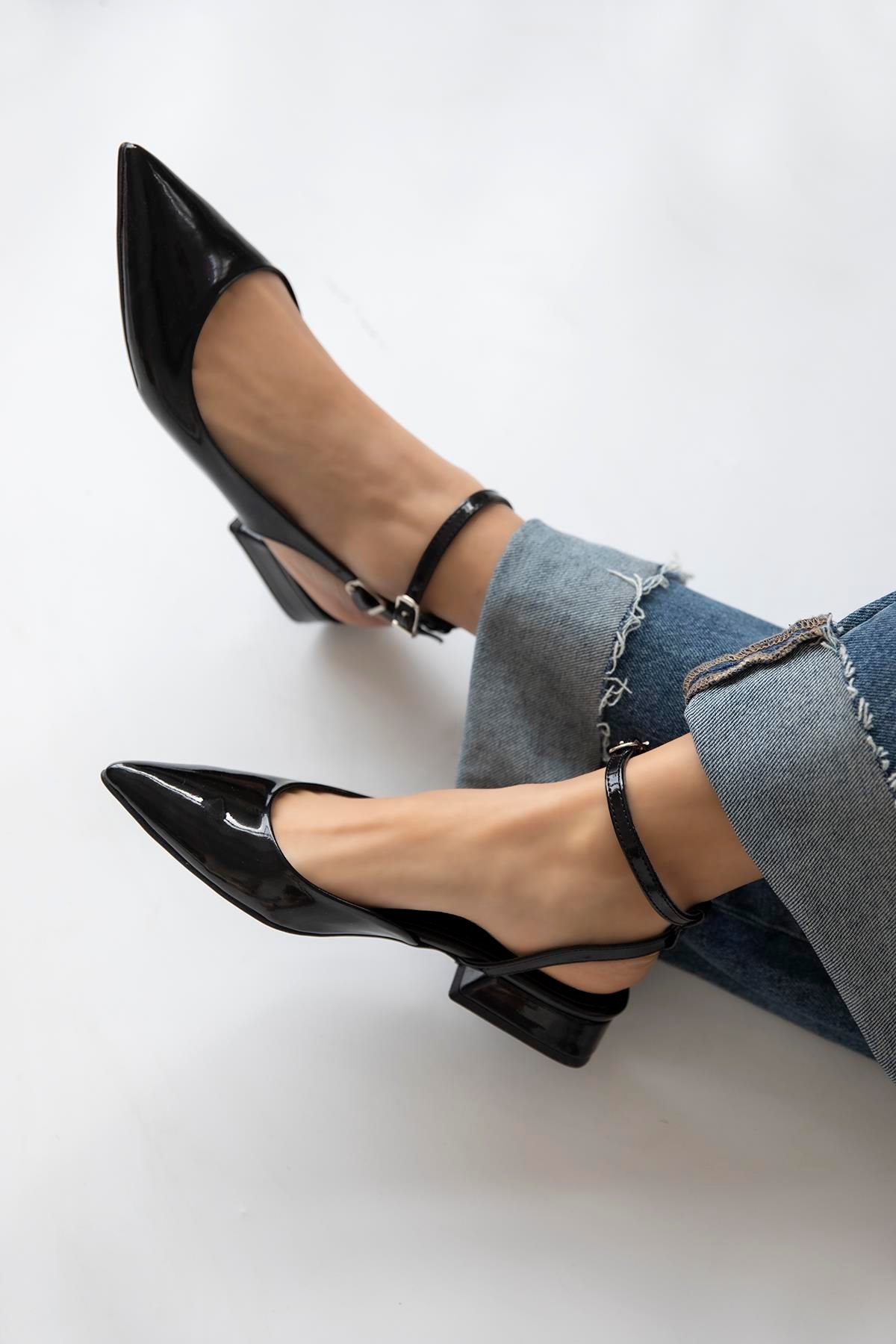 Edel  Kadın  Topuklu  Rugan  Ayakkabı Siyah