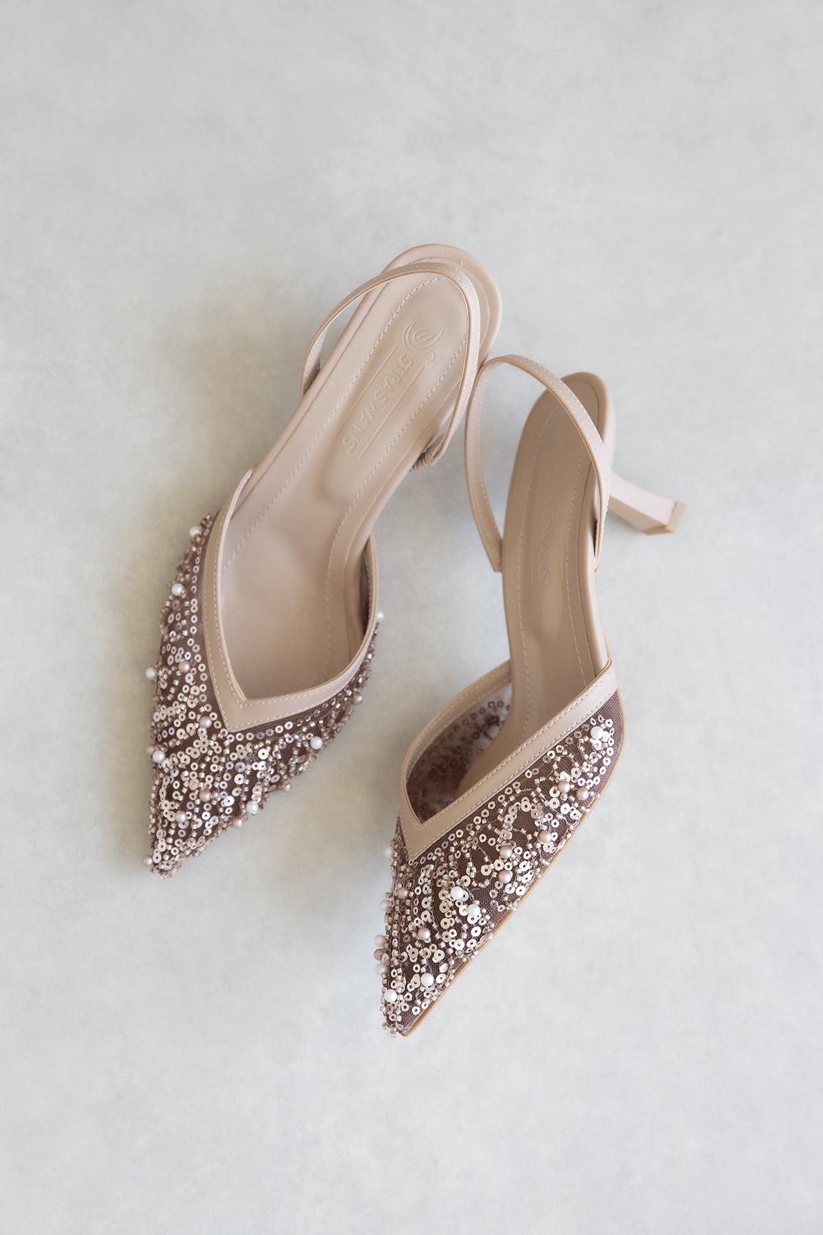 Harmony Kadın Pul Detay Topuklu  Ayakkabı Roze