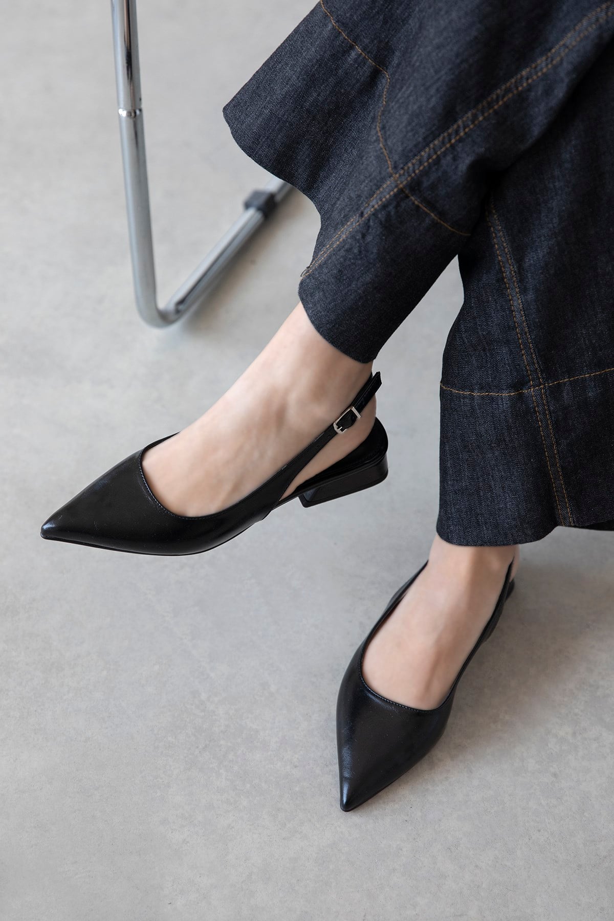 Jesse Kadın Topuklu Kırışık Deri Ayakkabı Siyah