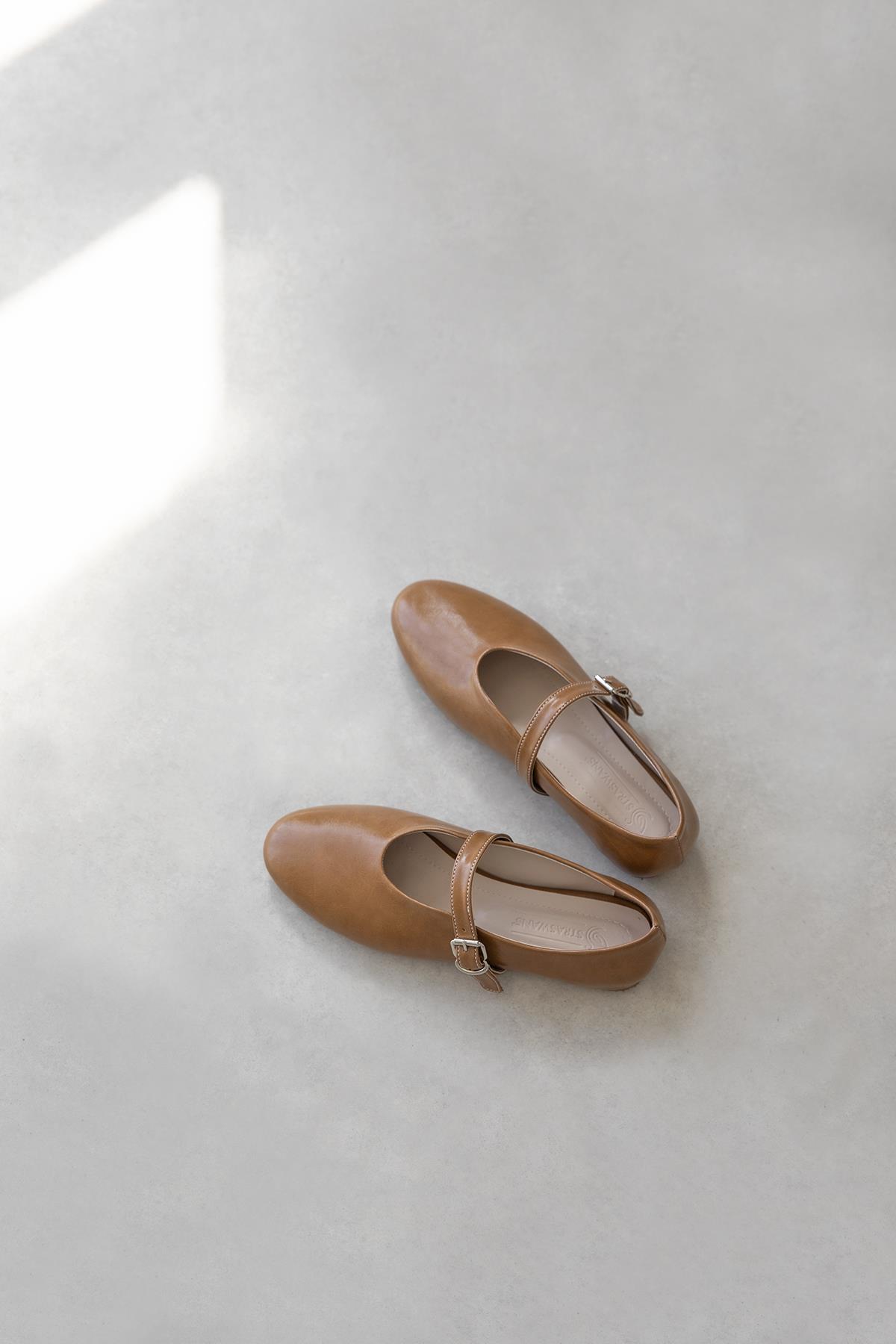 Jun Kadın  Kırışık Deri Babet CAMEL