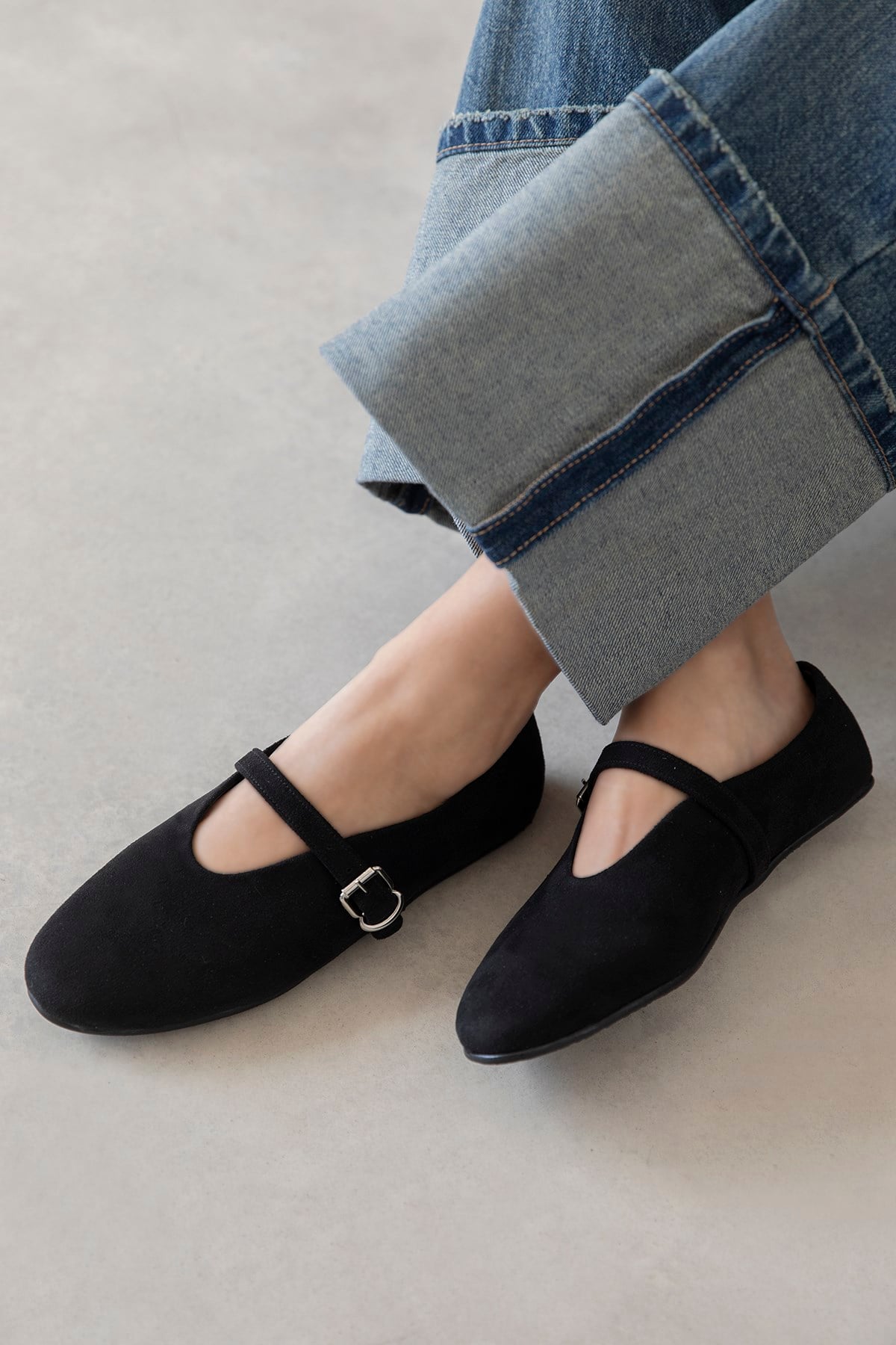 Jun Kadın  Süet Babet Siyah