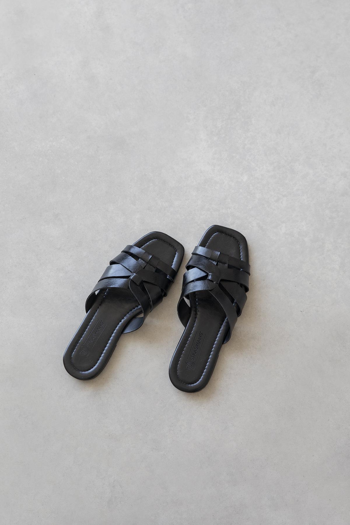 Luz Kadın Günlük Deri Terlik Siyah