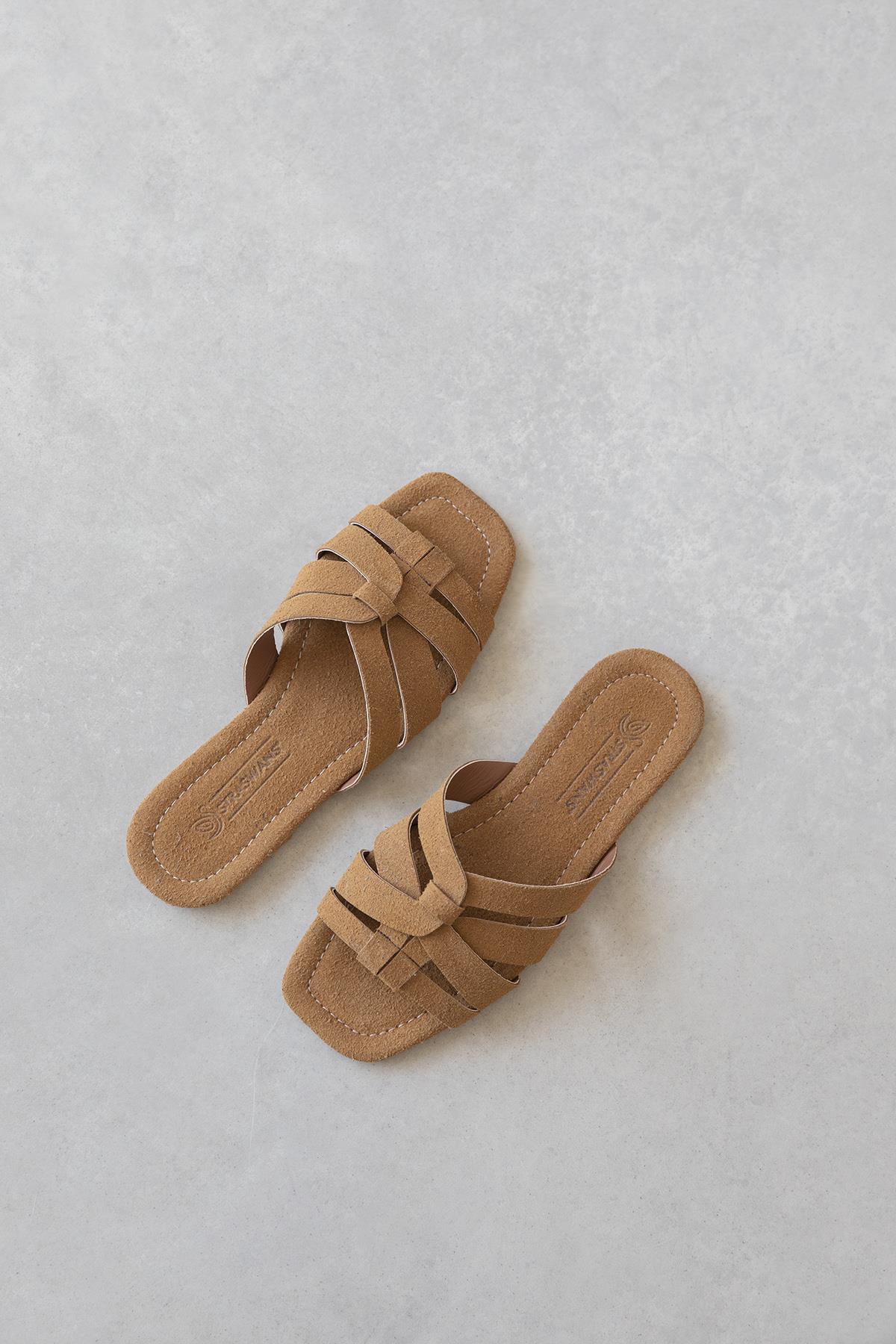 Luz Kadın Günlük Süet Terlik Taba