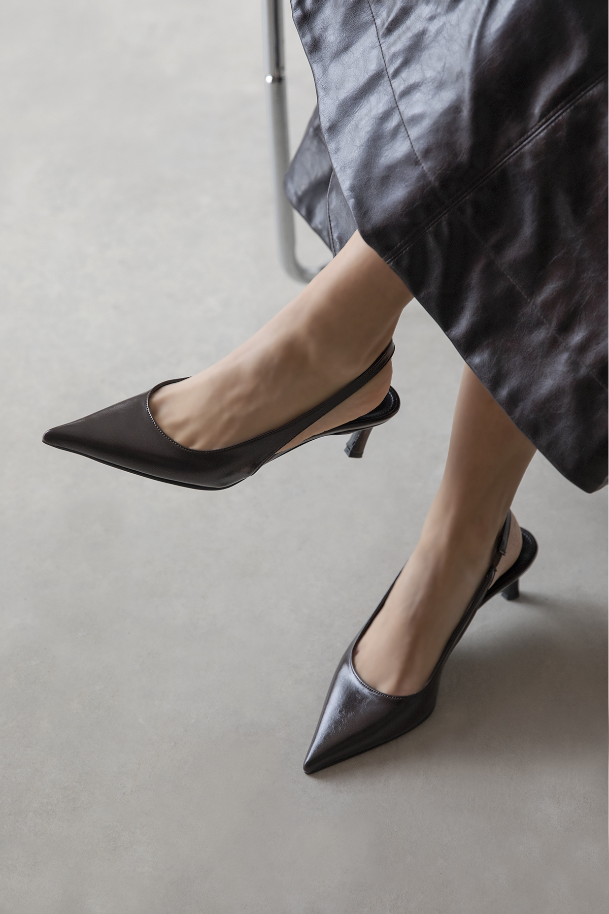 Molly  Kadın Topuklu Kırışık Deri Ayakkabı Kahve