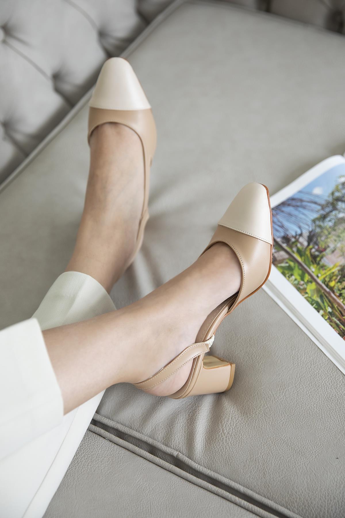 Paris Kadın Deri Topuklu Ayakkabı Ten-Bej | Straswans.com