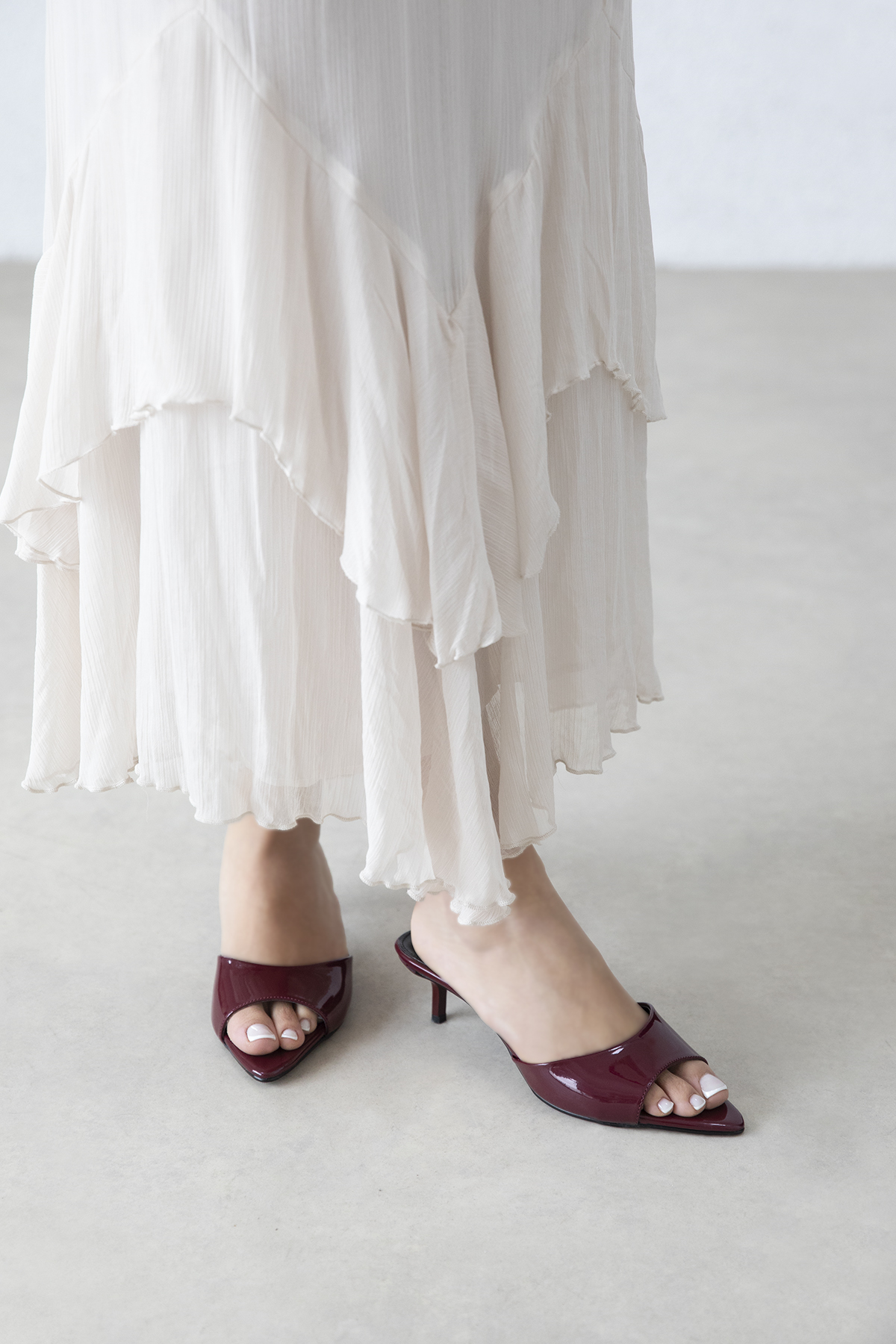 Randall Kadın Topuklu Rugan Sandalet Bordo