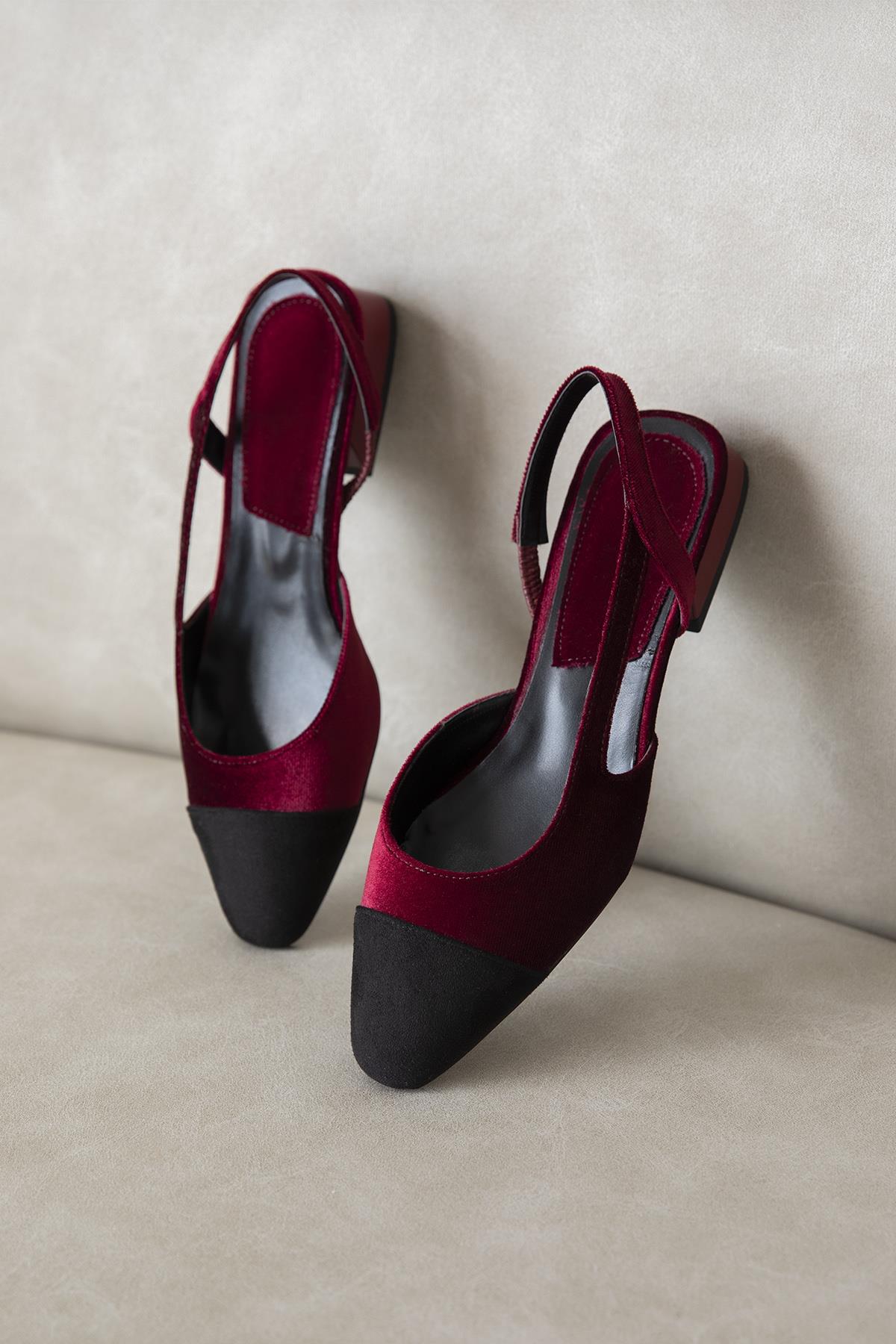 Simmons  Kadın  Topuklu  Kadife  Sandalet Bordo