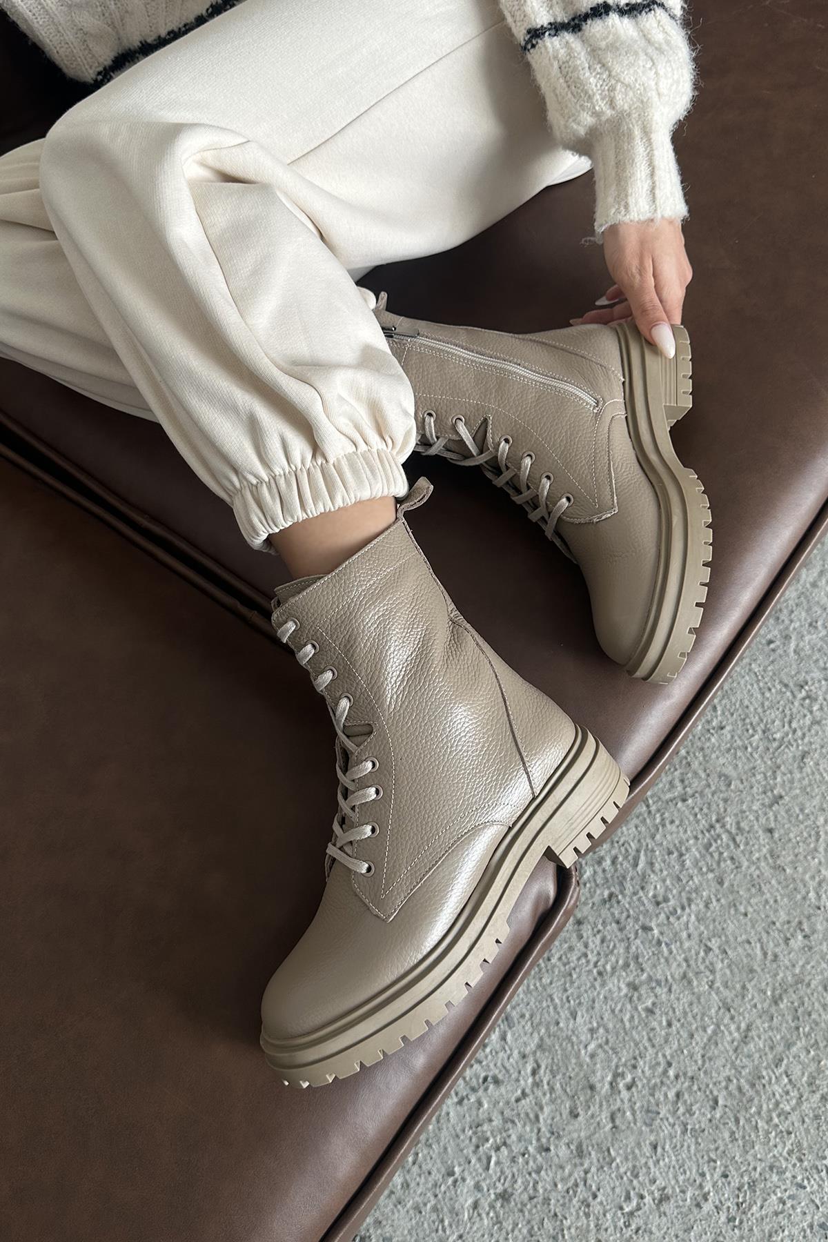 Walker  Kadın Hakiki  Deri Postal  Bot Vizon