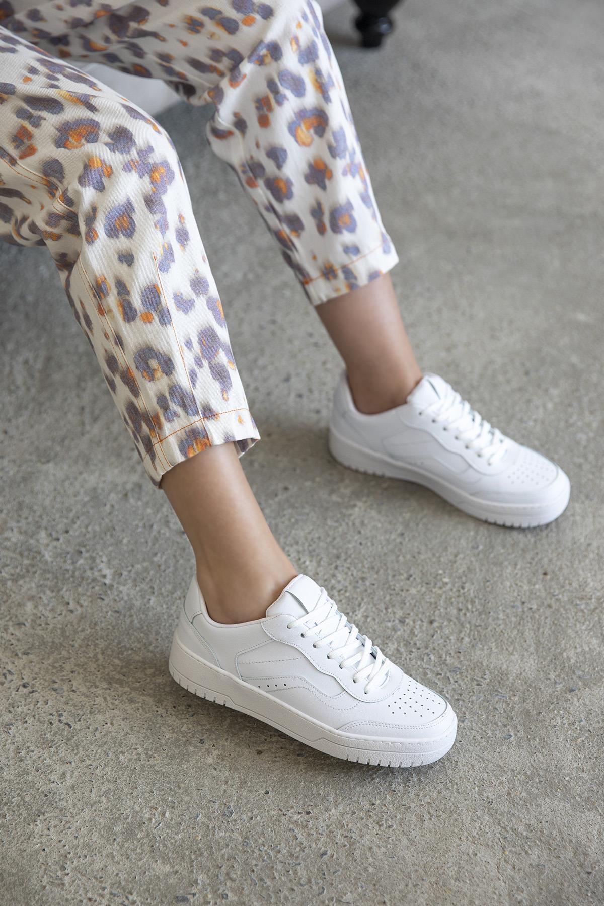 Wantt Kadın  Deri Spor Ayakkabı Beyaz