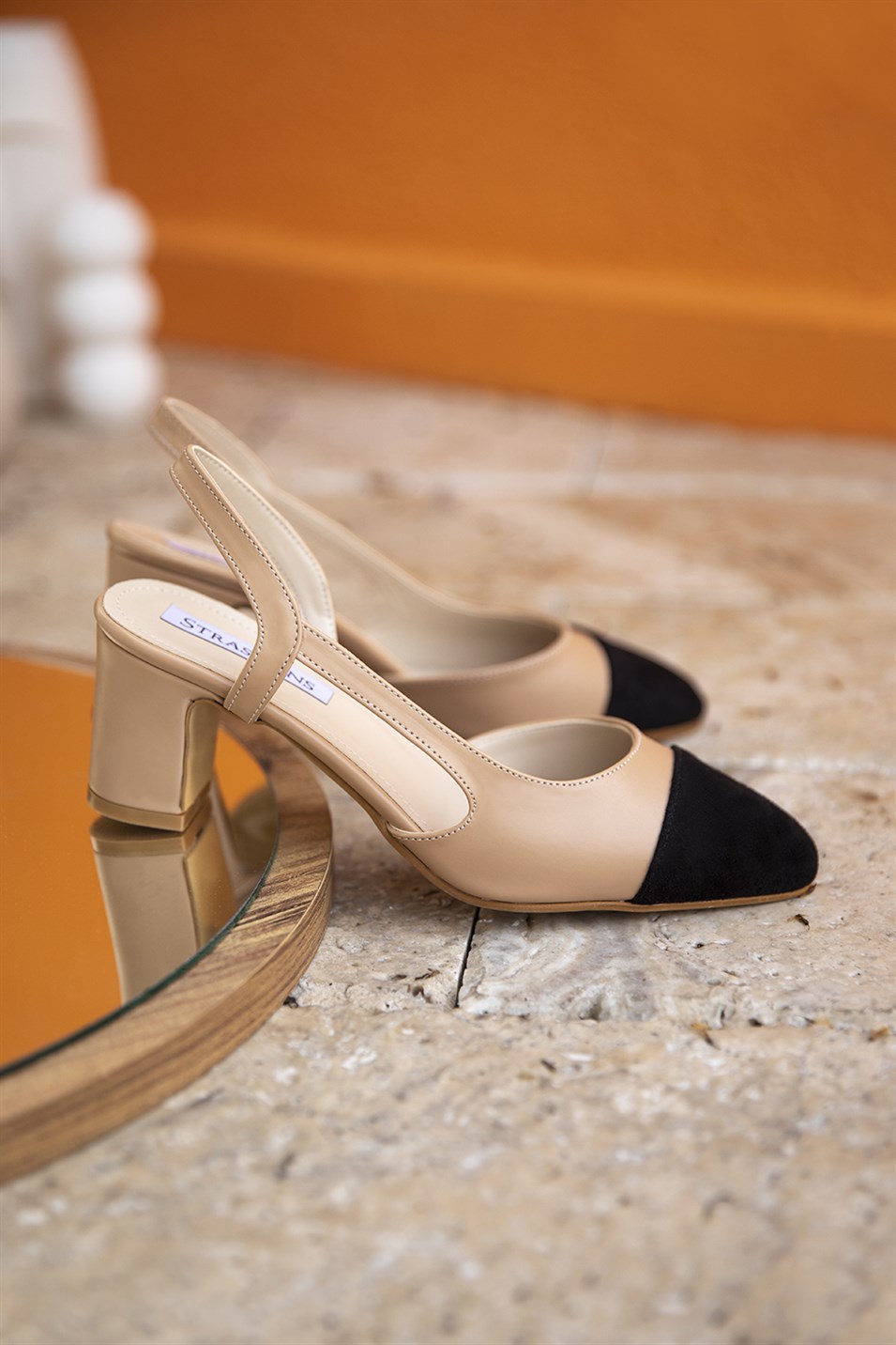 Paris Kadın Deri Topuklu Ayakkabı Ten | Straswans.com