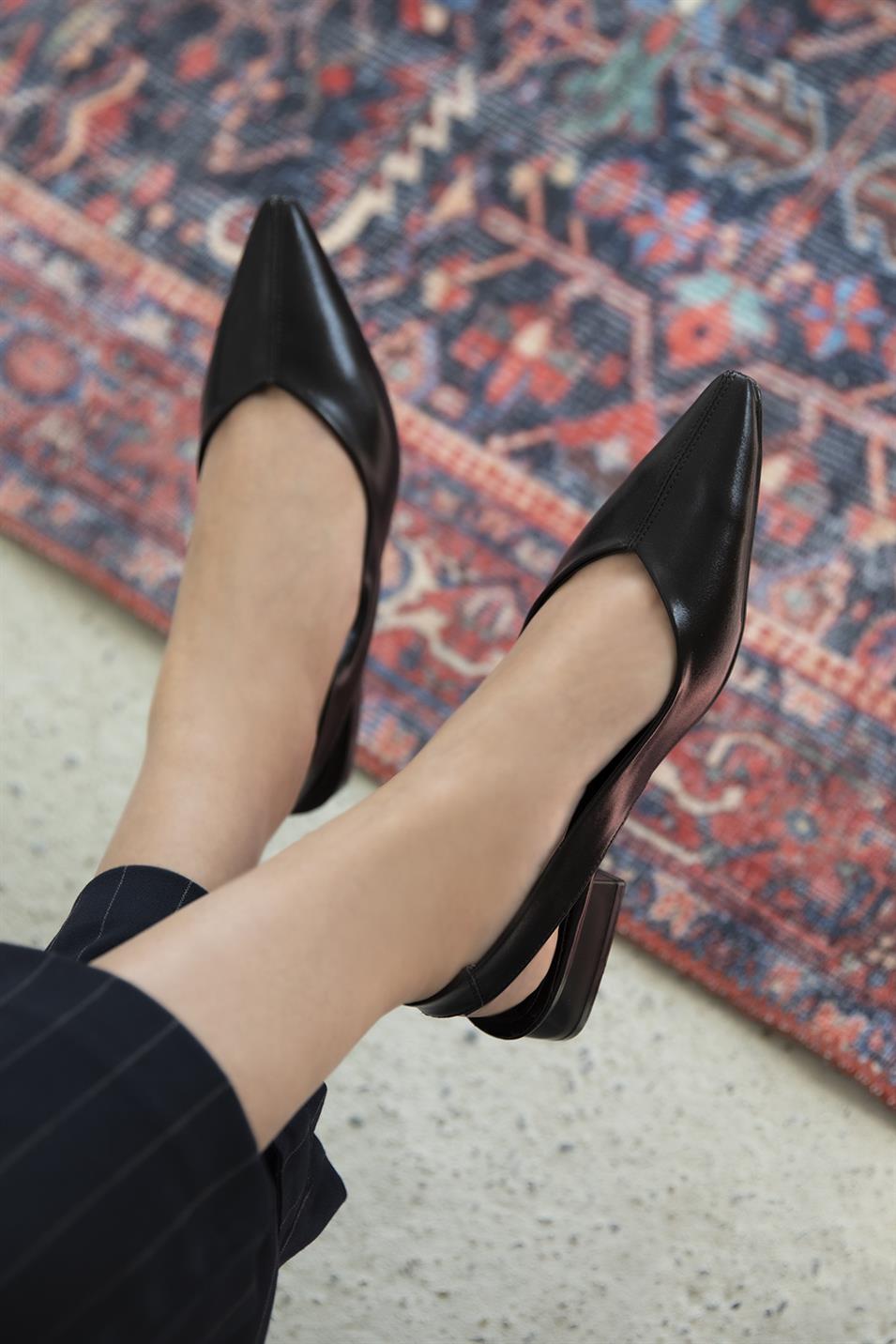 Margot  Kadın  Topuklu  Deri  Ayakkabı Siyah